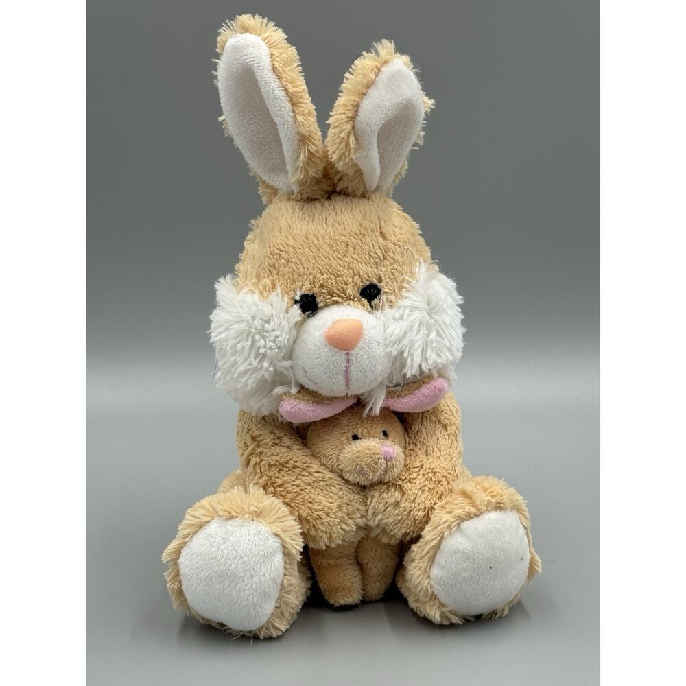 Best Made Toys‎ Bunny Rabbit Plush Holding Baby Small 9” Stuffed Animal
